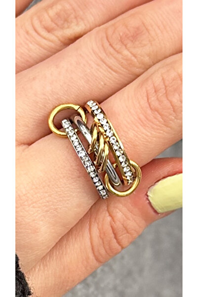 Opia JEWELRY -  Halka Charmlı Sarmal Model Çelik Yüzük