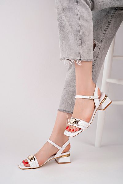 LZ SHOES Toc alb pentru femei New Season Heart Accesoriu Toc dublu culoare