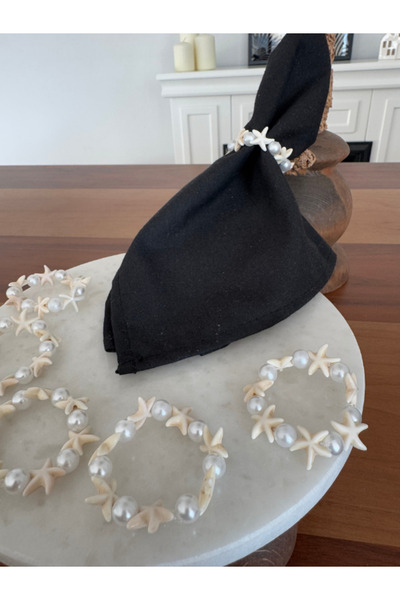 Menar Tasarım 6 Pieces Special Design Napkin Ring Starfish Pearl Detailed Napkin Ring