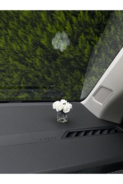 OTOMOR AKSESUAR مزهرية صغيرة من الورد الأبيض معطرة على شكل زهرة ملحقات صندوق ...