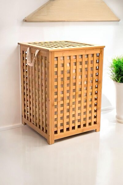 Sezka Life Bambu Kirli Çamaşır Sepeti Oyuncak Sepeti Naturel Banyo Kirli Çama...
