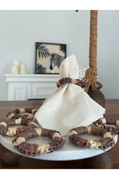 Menar Tasarım Bohemian Style Special Design Straw Napkin Ring Set of 6 Handmade Ethnic Style Napkin Ring