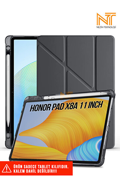 Nezih Case Huawei Honor Pad X8A 11 İnç Uyumlu Akıllı Kapak Kalem Bölmeli Tri Folding Tablet Kılıfı