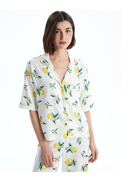 LC Waikiki Set de pijamale pentru femei cu imprimeu cu guler de cămașă de sezon nou - S5EP28Z8