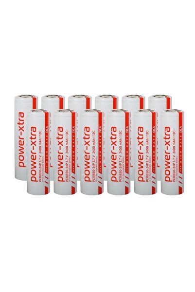 POWER-XTRA PX18650-24P - 3.7V 2400 Mah Li-ion Şarjlı Pil - 12C - 30A 12 Li Paket