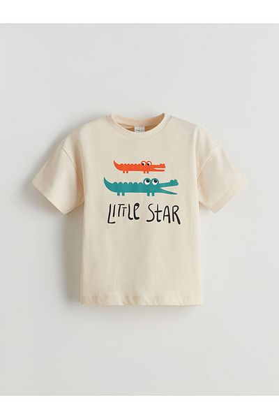 LC Waikiki Lcw Kids Crew Neck Printed Short Sleeve Baby Boy Shorts Pajama Set
