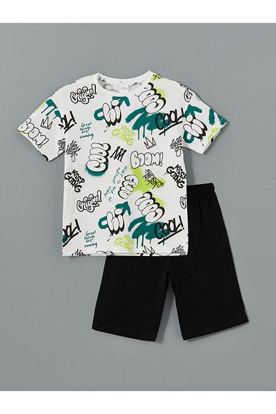 LC Waikiki New Season Crew Neck Boys' Shorts Pajama Set - S52421Z4