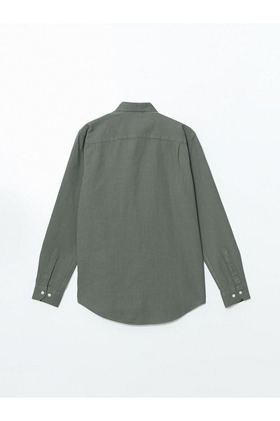 LC Waikiki Lcwaikiki Classic Green Regular Fit Dobby Men's Shirt with Pockets