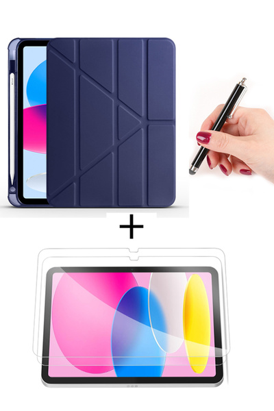 Nezih Case Apple Ipad 10.9 الجيل العاشر 2022 حافظة ذكية مع حجرة قلم ووضع السكون وواقي شاشة وقلم لمس