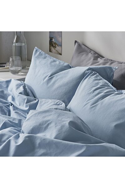 IKEA طقم غطاء لحاف فردي، أزرق-رمادي، 150x200/50x60 سم
