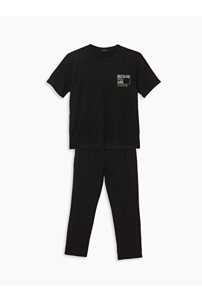 LC Waikiki Lcw Eco Black Standard Fit Men's Pajamas Set
