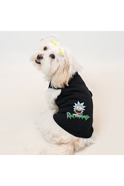 Buddy Store ملابس القطط والكلاب - قميص داخلي أسود مطبوع من ريك آند مورتي