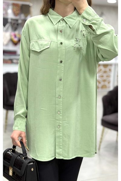 Magazin Large Size Stone Flower Embroidery Shirt