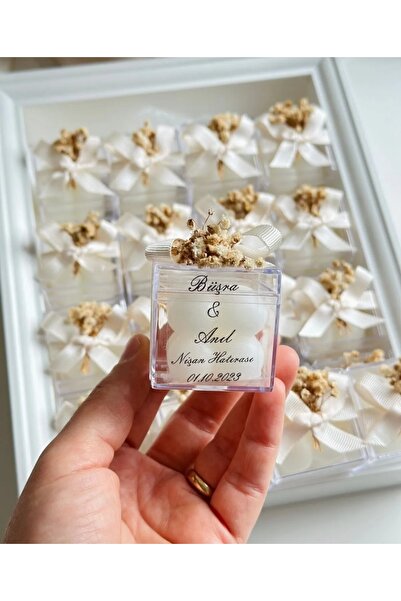 CONCEPT DESİNG TASARIM 10 adet mika kutu içerisinde bubble mum söz, nişan