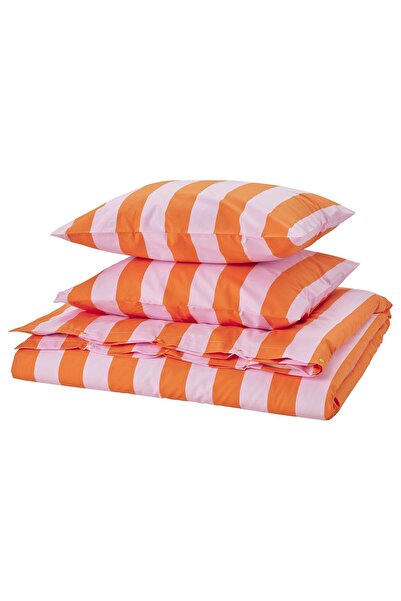IKEA SLANHÖSTMAL
çift kişilik nevresim seti, turuncu-pembe, 240x220/50x60 cm