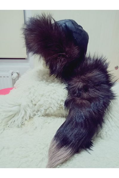 hoaryage Pălărie unisex cu coadă de lup lup Bork Heart