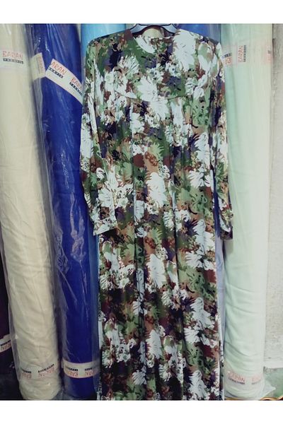 hoaryage Robadan Rochie de mamă cu mânecă lungă, 100% viscoză, cu flori de trandafir, rochie de rugăciune