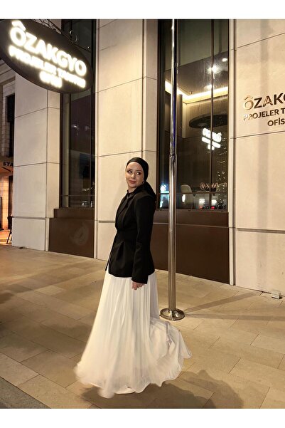 Naracouture Weld Şifon Etek Beyaz