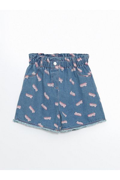 LC Waikiki Elastic Waist Printed Baby Girl Shorts