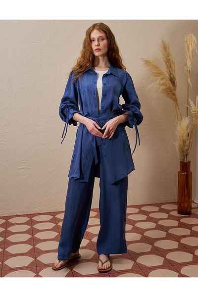 Kayra Belted Lyocell Double Suit Indigo