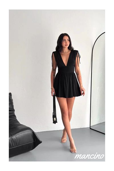 mancino Women's Low-Cut Dress with Shorts