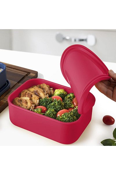 COOYA 2100 ML Silicone Lunch Box,Leak Proof Durable,Dishwasher Safe for Office/Travel/School,Red