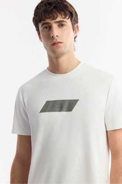 Avva Men's White Crew Neck Printed Rayon Soft Touch Regular Fit T-Shirt A51Y1031