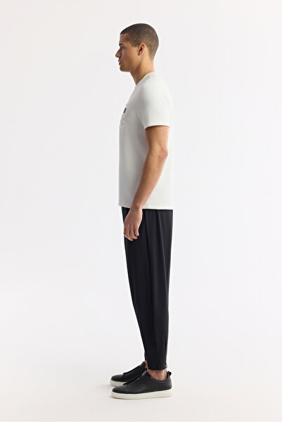 Avva Erkek Ekru Bisiklet Yaka Baskılı Bi-Stretch İnterlok Regular Fit T-Shirt A51Y1002