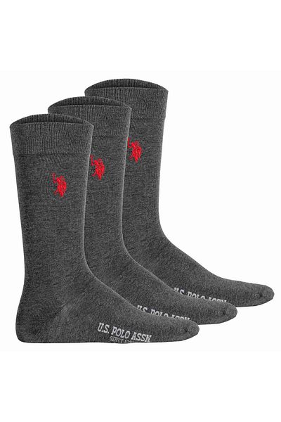 U.S. Polo Assn. U.S. POLO ASSN. Herren Socken, 3er Pack - Business-Socken, Logo, Baumwoll-Mix