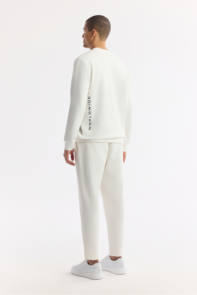 Avva Erkek Ekru Bisiklet Yaka Bi-Stretch İnterlok Regular Fit Sweatshirt A51Y1221