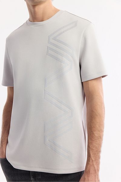 Avva Men's Gray Crew Neck Puff Print T-Shirt A51Y1004