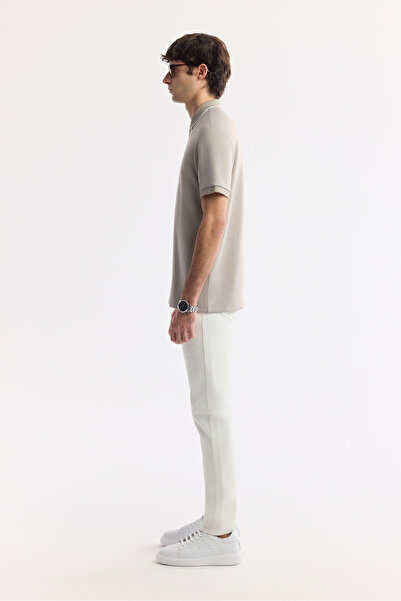 Avva Erkek Gri Polo Yaka Bi-Stretch Baskılı İnterlok Regular Fit T-Shirt A51Y1007
