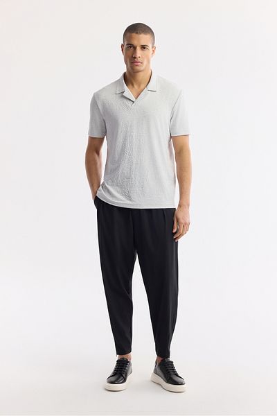 Avva Men's Light Gray Apaj Collar Jacquard T-Shirt A51Y1069
