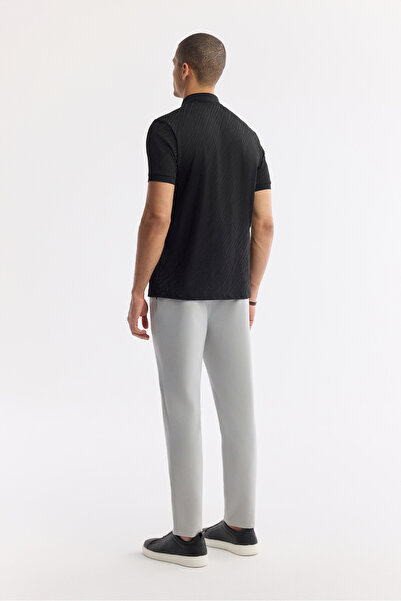 Avva Erkek Siyah Polo Yaka Jakarlı Regular Fit T-Shirt A51Y1090