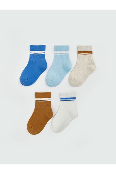 LC Waikiki New Season Striped Baby Boy Socks 5-Piece - S5Ej37Z1