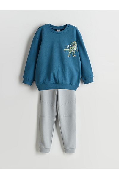 LC Waikiki Lcw Printed Baby Boy Sweatshirt and Sweatpants Bottom 2-Pack