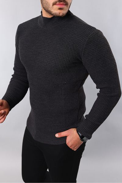 YXC Trend Maker Men's Slim Fit Half Turtleneck Ribbed Thick Sweater