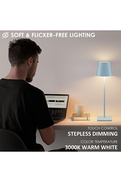 sharpdo LED Rechargeable High-Foot Table Lamp Atmosphere Lamp Night Light, Infinite 3-Tone Lighting