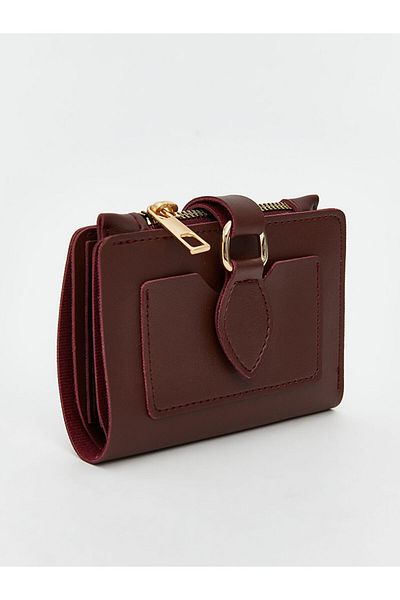 LC Waikiki Burgundy Leather Look Women's Wallet