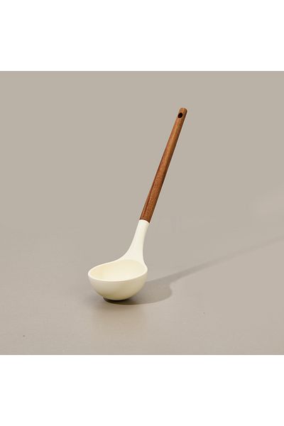 MİEN Mien Acacia Handle Silicone Serving Ladle - Brown / Cream