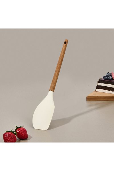 MİEN Mien Acacia Handle Silicone Serving Spatula - Brown / Cream