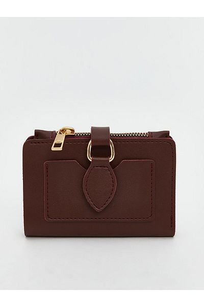 LC Waikiki Burgundy Leather Look Women's Wallet