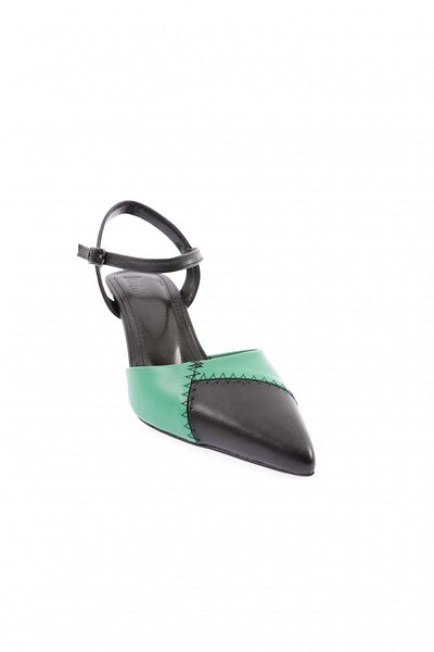 DGN Pantofi cu toc subțire cu curele la gleznă de damă, negru, verde 22212821