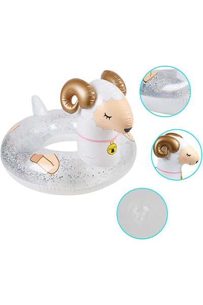 fulina Inflatable Sheep Pool Float, Cartoon Pvc Inflatable Swimming Ring,Suitable for Summer