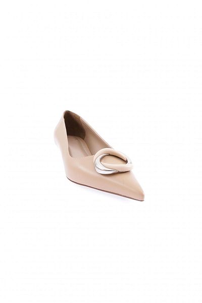 DGN 23y6120-23y Nude Women's Shoes - Round Metal Accessories, Pointed Toe, Low Heel