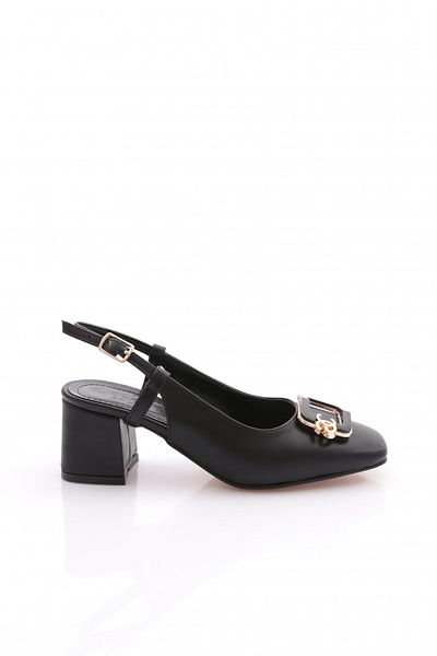 DGN Women's Open Back Heeled Shoes Black 352273539