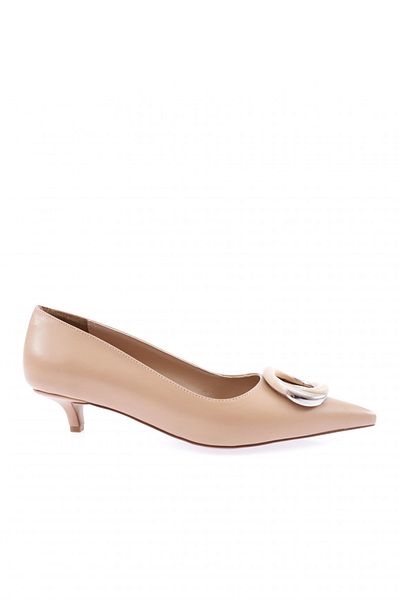 DGN 23y6120-23y Nude Women's Shoes - Round Metal Accessories, Pointed Toe, Low Heel