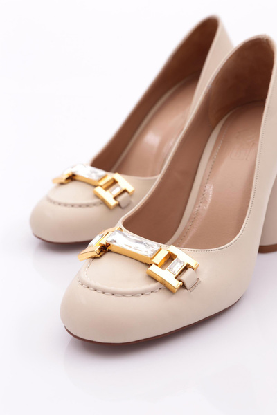 DGN 6030 Women's Heeled Shoes with Teş Detail - Tan