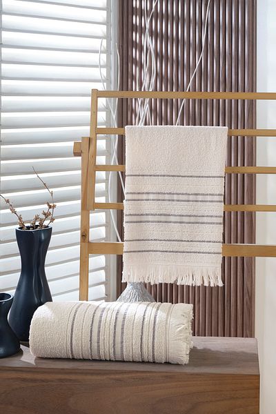 SARİNA renkli bir dünya Retro Fringe Detailed Gray Bath Towel Set 50X90 70X140