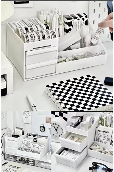 Bayev 2 Pcs Elegance Makeup Lipstick Nail Polish Stand Rose Perfume Pen Holder Desktop Makeup Organizer Drawers Rack